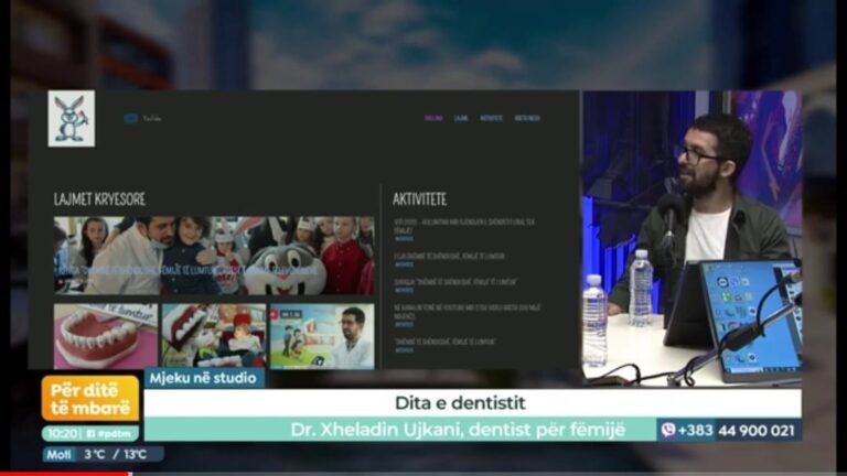 NË RTV21 PROMOVOHET PORTALI PERSONAL I DENTISTIT TË FËMIJËVE XHELADIN UJKANI